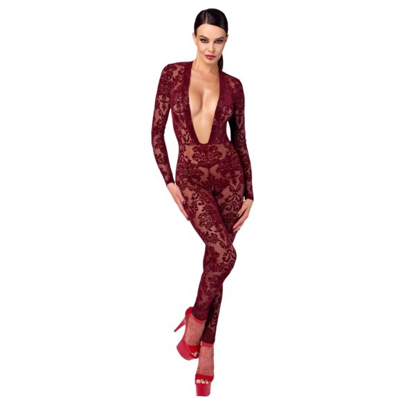 Noir Kink Royal - bodystocking - transparant - rood