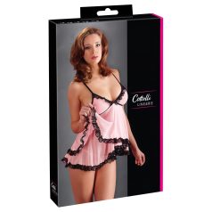 Cottelli - babydoll - kanten ruches - zwart - XL