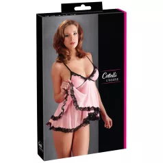 Cottelli - babydoll - kanten ruches - zwart - XXL