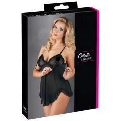   Cottelli - babydoll lingerie - transparant met ruches - zwart