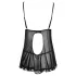 Cottelli - babydoll lingerie - transparant met ruches - zwart - XL