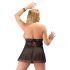 Cottelli Plus Size - luchtige kanten babydoll (zwart) - 4XL