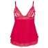 Cottelli Plus Size - kanten, luchtige babydoll (rood) - 3XL