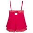 Cottelli Plus Size - kanten, luchtige babydoll (rood) - 4XL