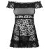 Obsessive Flores - ruches babydoll en string (zwart)
