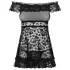 Obsessive Flores - babydoll met ruches en string - zwart - L/XL
