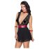Cottelli Bondage - Halter babydoll met kant (zwart) - M