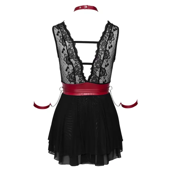 Cottelli Bondage - Halter babydoll met kant (zwart) - L