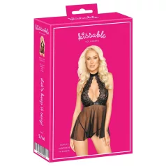 Kissable - babydoll met halsband - kant - zwart