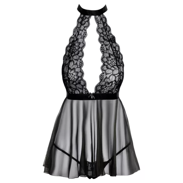 Kissable - babydoll met halsband - kant - zwart