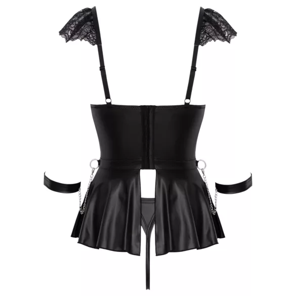 Cottelli Bondage - kanten minijurk met boeien (zwart) - M
