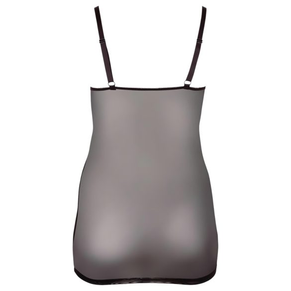 Cottelli Plus Size - transparant nachthemd met kant - zwart - 2XL