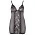 Cottelli Plus Size - transparant nachthemd met kant - zwart - 3XL