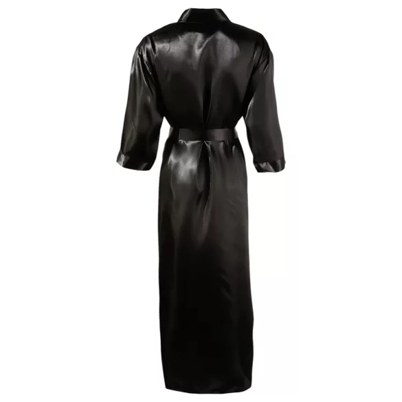 Cottelli - Satijnen kamerjas - zwart - 2XL/3XL