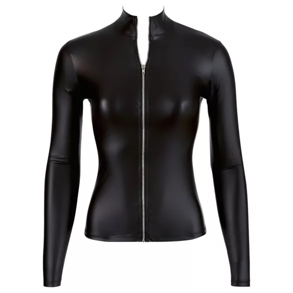 Cottelli - dames shirt met lange mouwen - glans - zwart