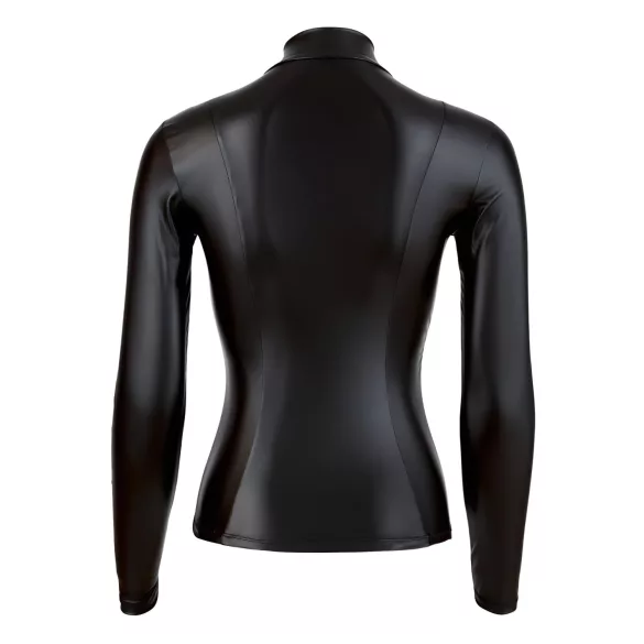 Cottelli - dames shirt met lange mouwen - glans - zwart - M