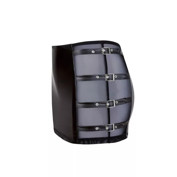 Cottelli - minirok met gesp - glanzend - zwart - L