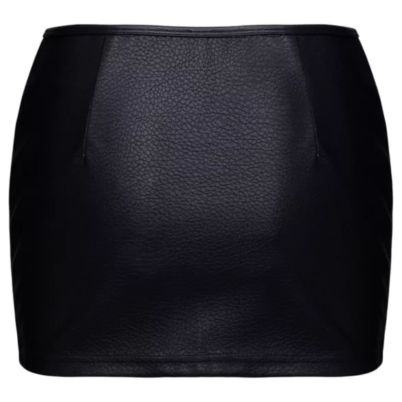 Cottelli - mini-rok van kunstleer met rits (zwart) - M