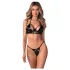 Obsessive Keira Lise - bh set - glanzend - zwart - L/XL