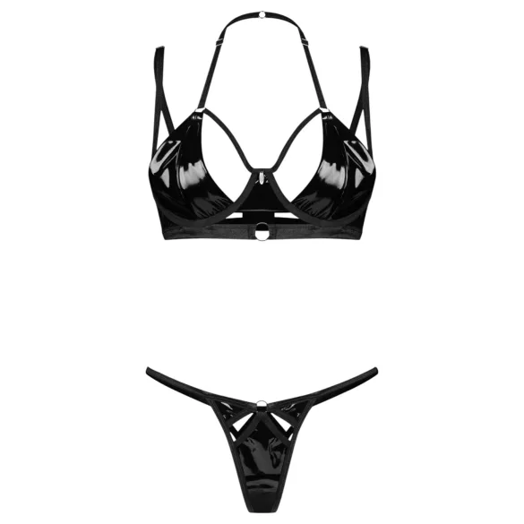Obsessive Keira Lise - bh set - glanzend - zwart - L/XL
