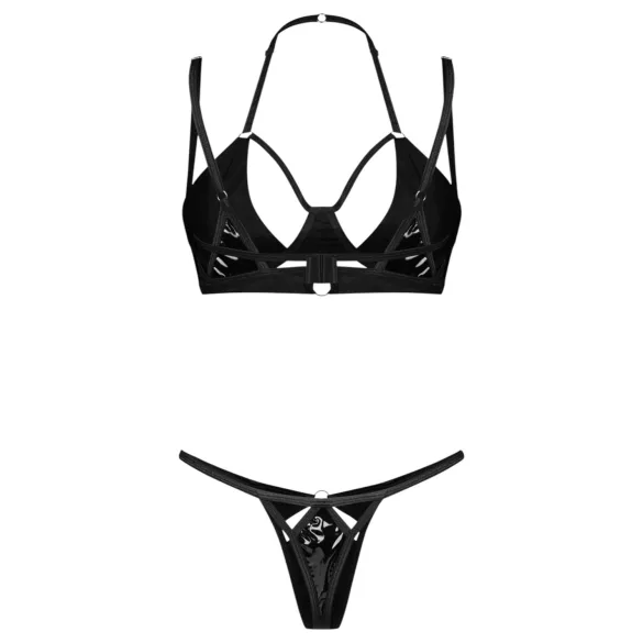 Obsessive Keira Lise - bh set - glanzend - zwart - L/XL