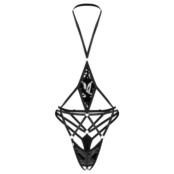 Obsessive Keira Lise - open, bandjes body (zwart) - L/XL