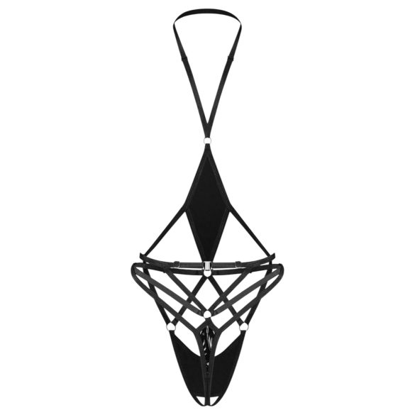 Obsessive Keira Lise - open, bandjes body (zwart) - L/XL