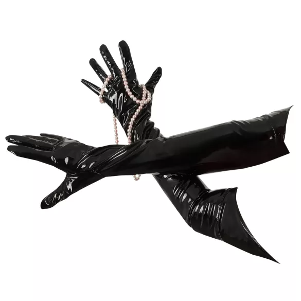 Black Level - lange lakhandschoenen - zwart - L