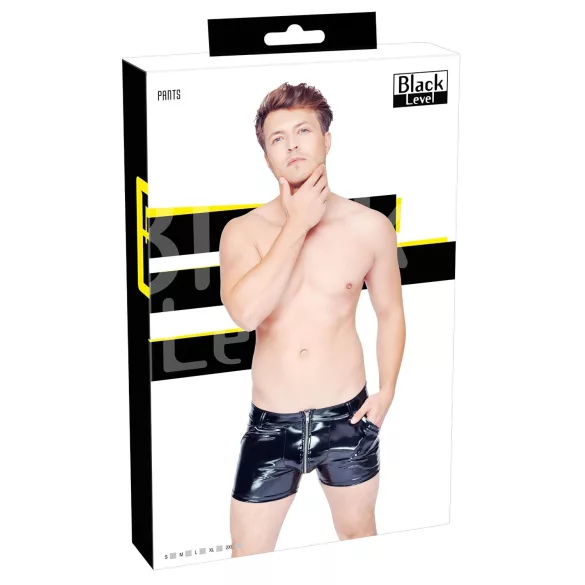 Black Level - heren boxershort met zijzak - lakleer - zwart - M