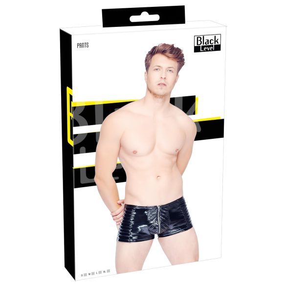 Black Level - heren short met ritssluiting (zwart) - M