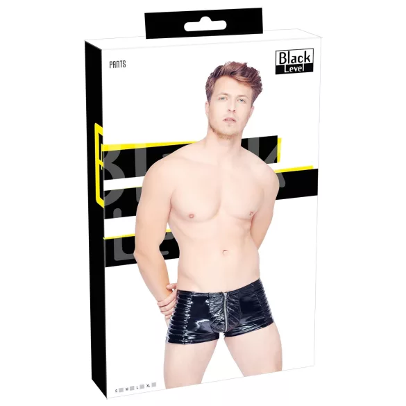 Black Level - heren short met rits - zwart - M