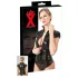 Latex dames top met rits en korte mouwen (zwart) - S