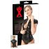 LATEX - ritssluiting, korte mouwen dames top (zwart) - 2XL