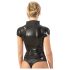 LATEX - ritssluiting, korte mouwen dames top (zwart) - 2XL