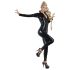 LATEX - Zwarte lange mouwen damesoverall - XL