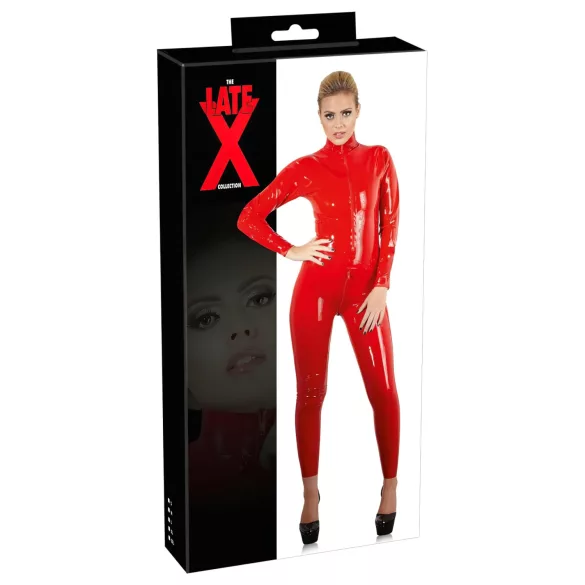 Late X dames catsuit met lange mouwen (rood) - L
