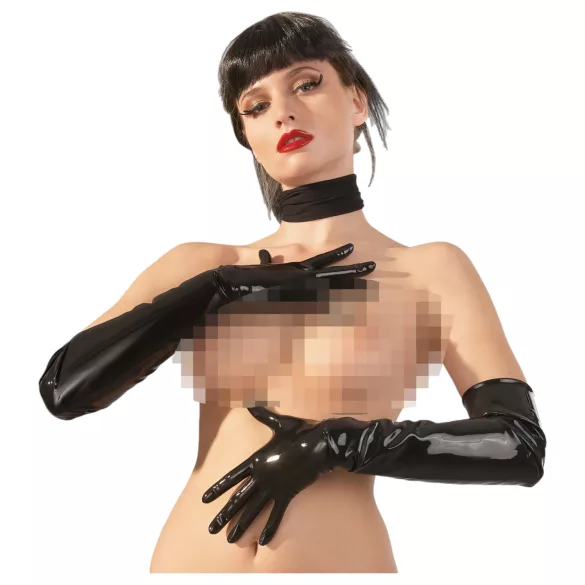 LATEX - lange unisex handschoenen - zwart - XL