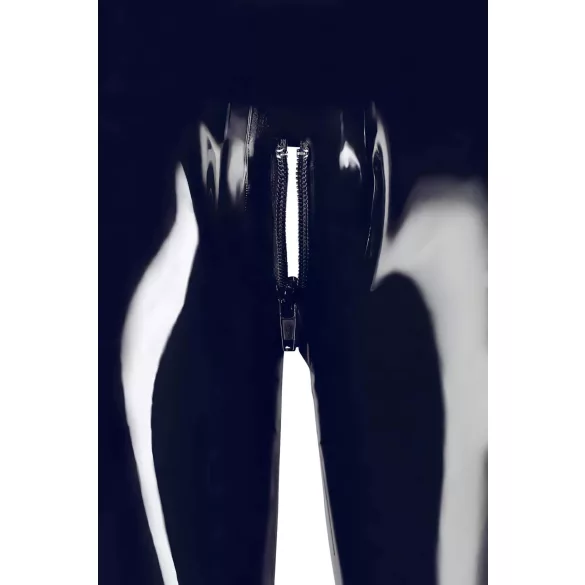 Latex legging met rits (zwart) - S