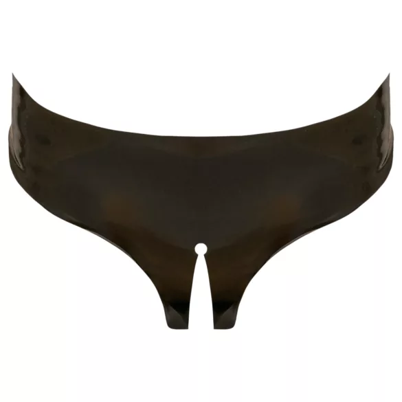 LATEX - open slip dames - zwart latex - maat S-L