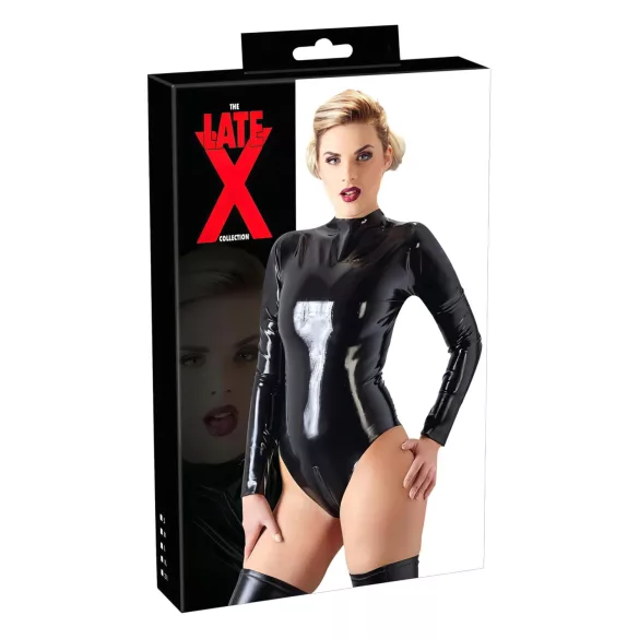LATEX - damesbody met lange mouwen - zwart - M