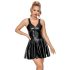 LATEX - Mini Jurk met Ruches Rok (zwart)
