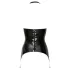 Late X - open latex bovenstuk met jarretelles en manddesign (zwart)