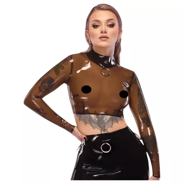 Late X transparante latex top (transparant-zwart)