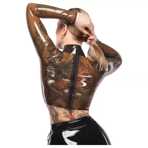 Late X transparante latex top (transparant-zwart)