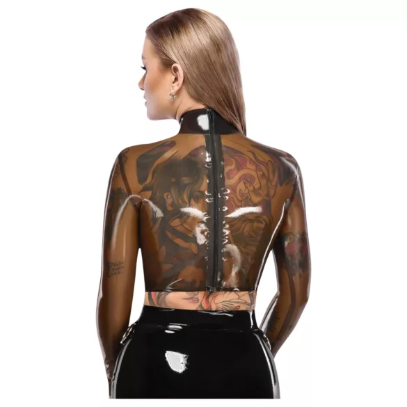 Late X transparante latex top (transparant-zwart)