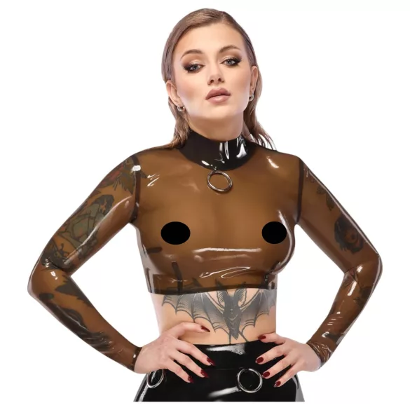 Late X transparante latex top (transparant-zwart)