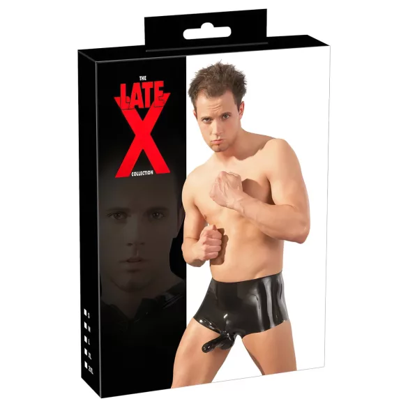 Latex boxershort + penismanchet (zwart)