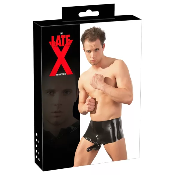Latex boxershort + penismanchet (zwart)