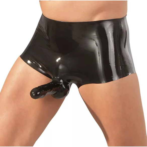 Latex boxershort + penismanchet (zwart)