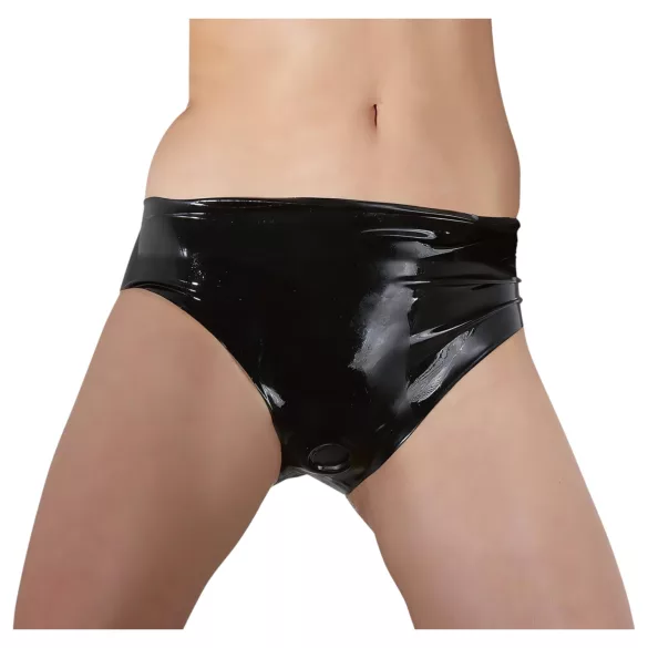 Late X damesstring met interne dildo (zwart)